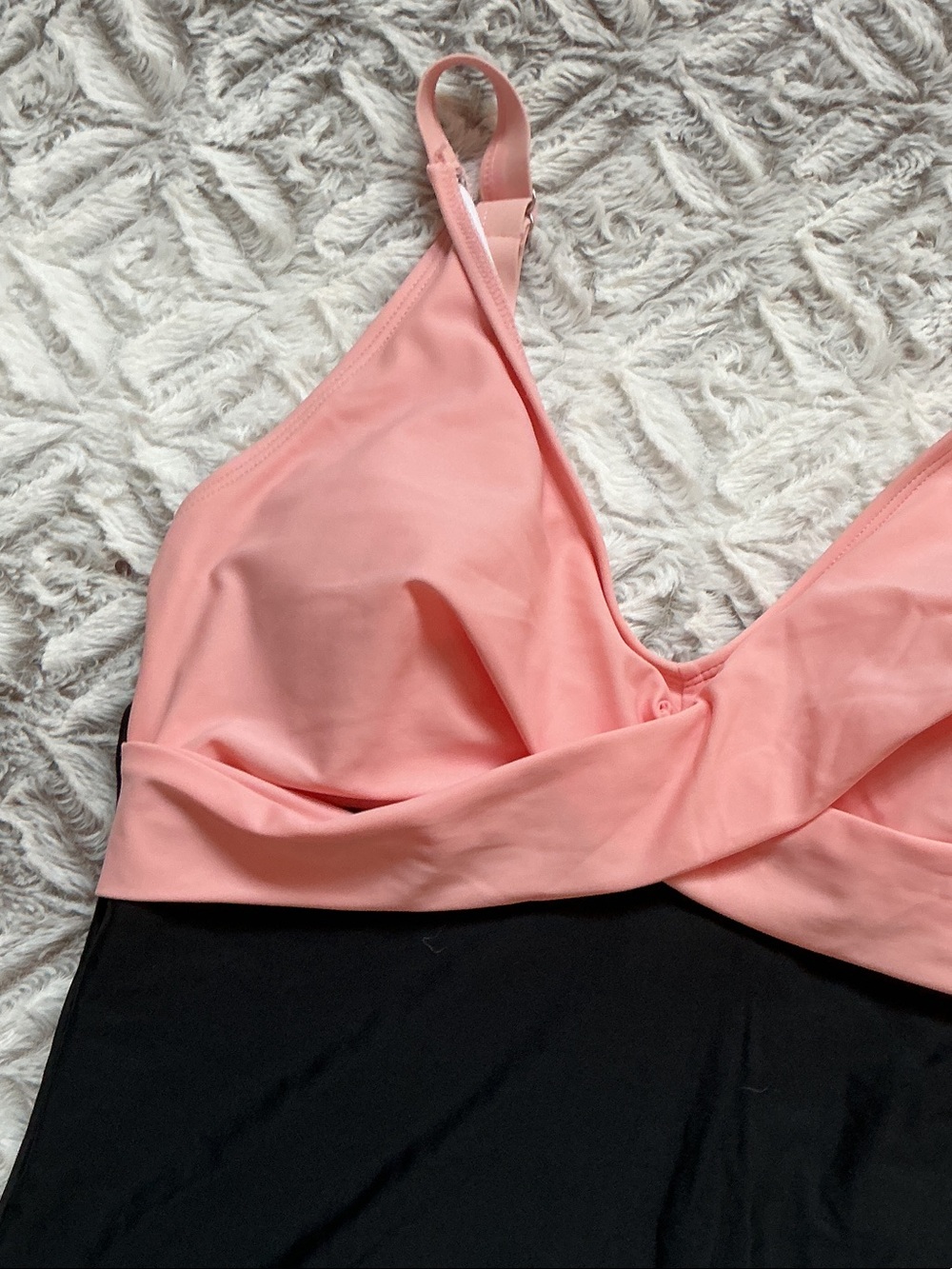Girls Two-Tone Pink and Black One-Piece Swimsuit - Picture 2 of 4